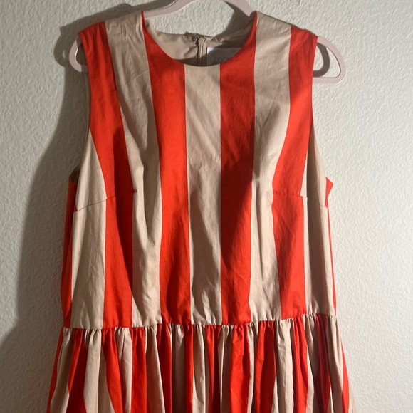 Anthropologie Women’s Sz XL Cotton Mini Dress MARE MARE Bubble Hem Orange Beige - Picture 5 of 7